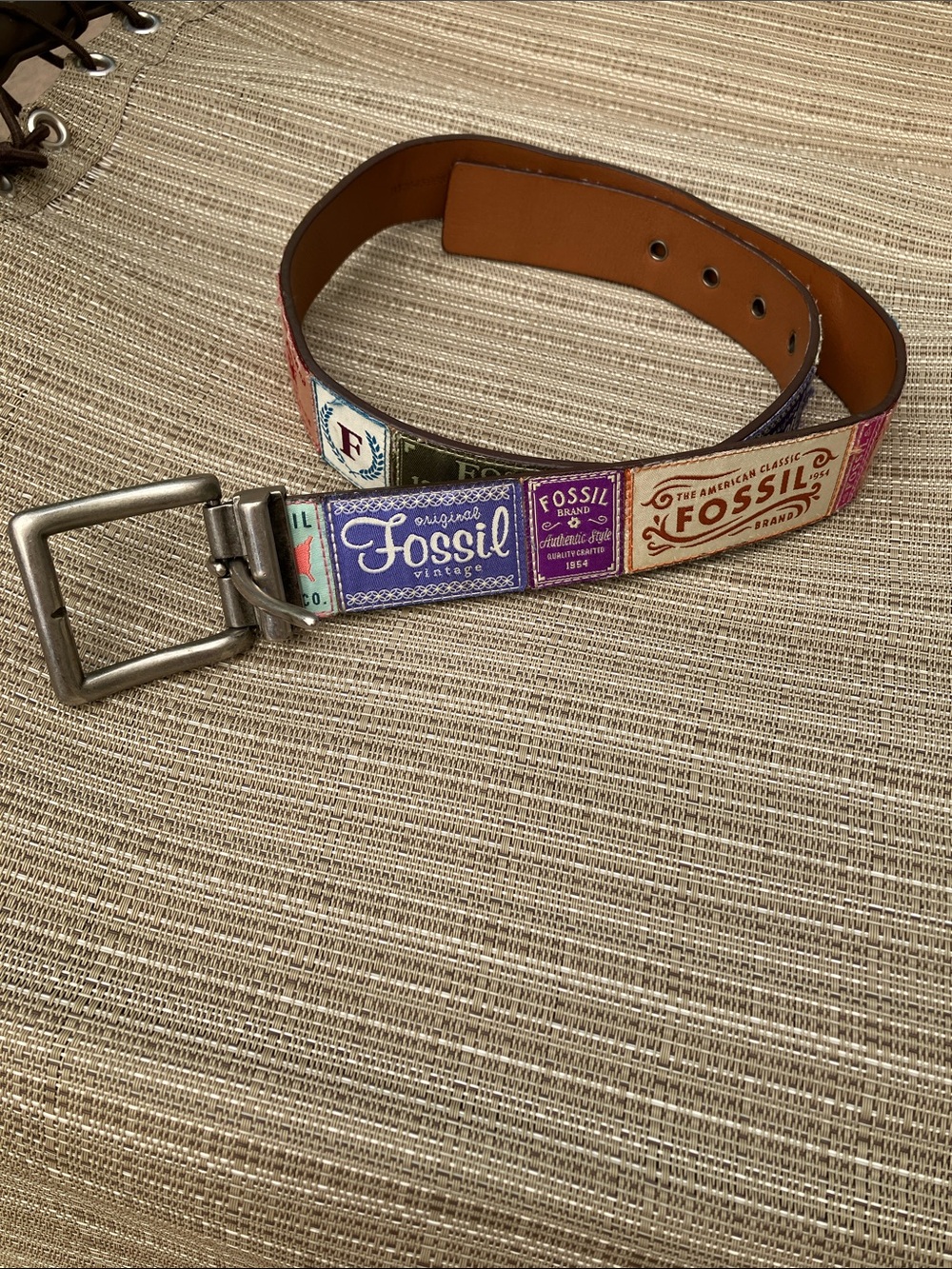 Fossil patchwork belt size L
